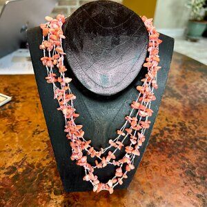 Beautiful Vintage Coral Bib Waterfall Necklace